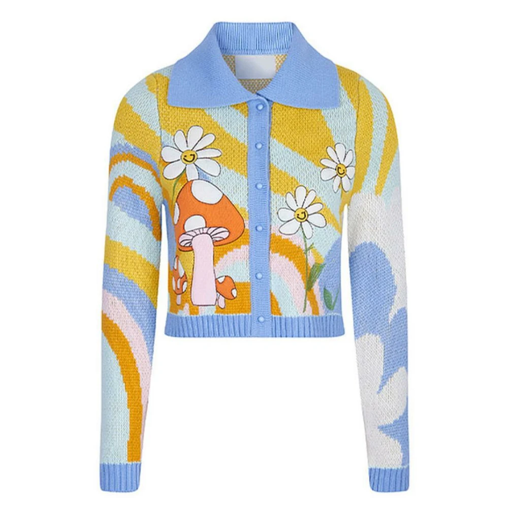 

2021 Custom OEM & ODM Logo Sweater women Jacquard design knitwear ladies Knitted Girls winter knit top women cardigan sweater