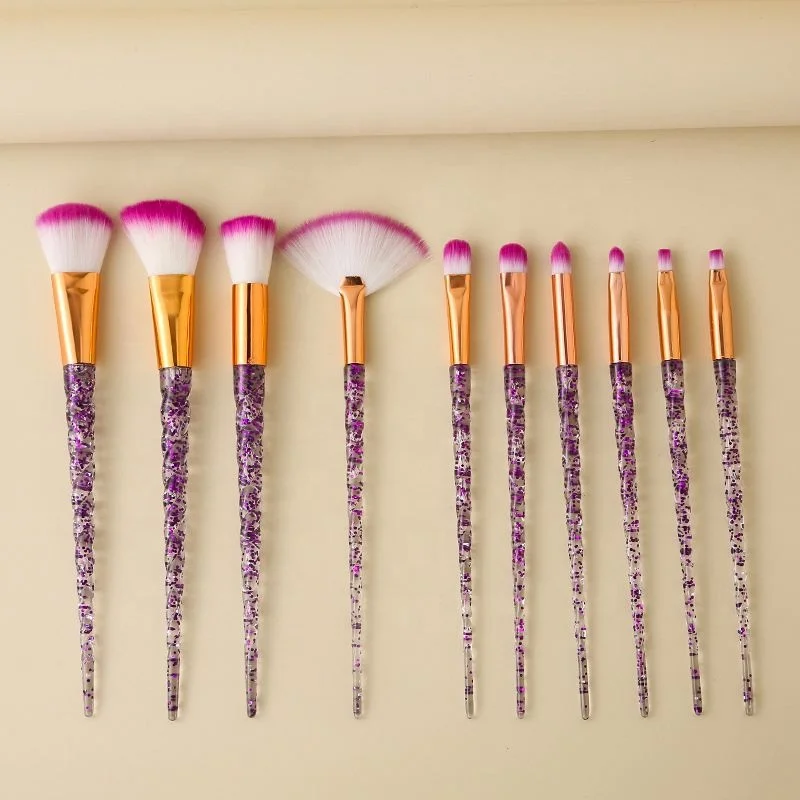 

Design Golden Aluminum Tube Black Antislip Spiral Plastic Handle 10PCS Beauty Brush Sets