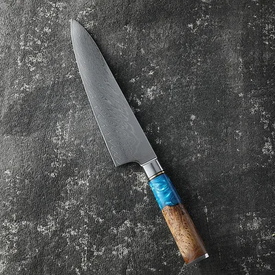 

Blue Resin Wood Handle 8 Inch VG10 Damascus Steel Kitchen Knife 67 Layer Damascus Steel Chef Cleaver Knife