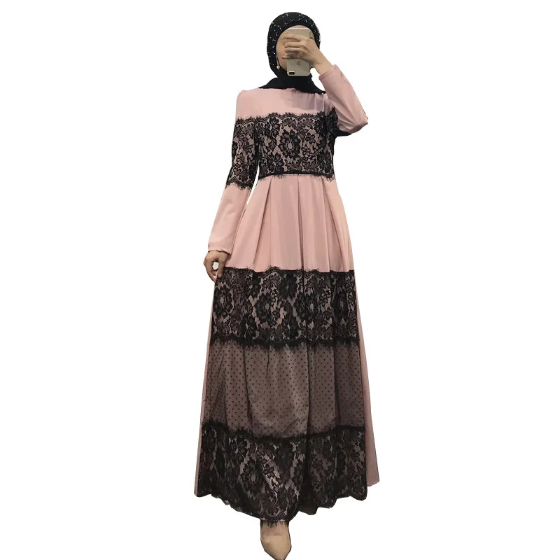 

YQ895 free shipping New summer women for lace casual Islamic Muslim dress, As shown