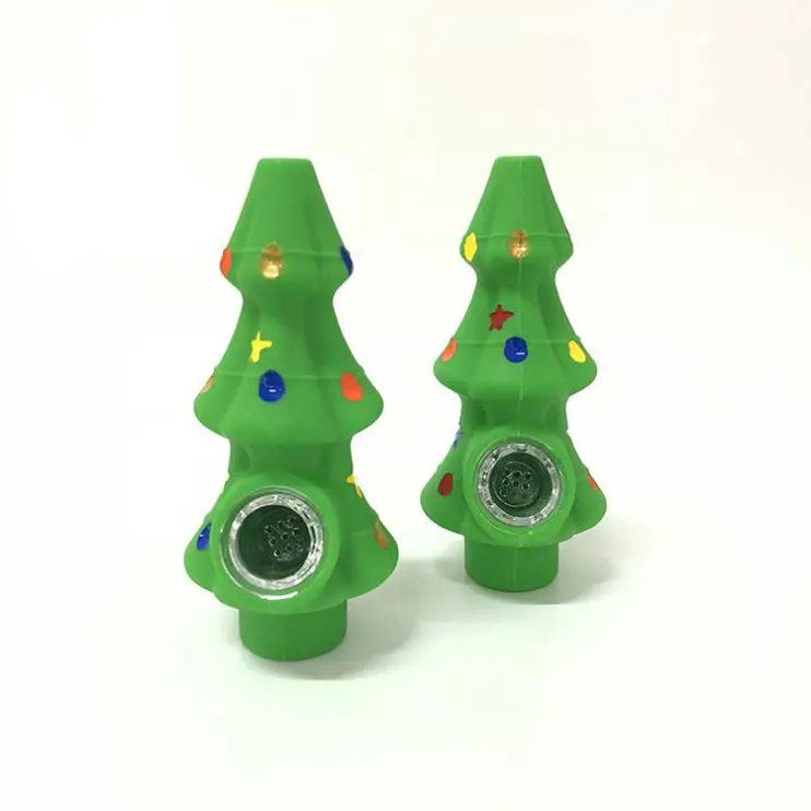 

Christmas Tree Silicone Glass Bowl Weed Tobacco Pipe 2021 Smoking Pipe, Picture