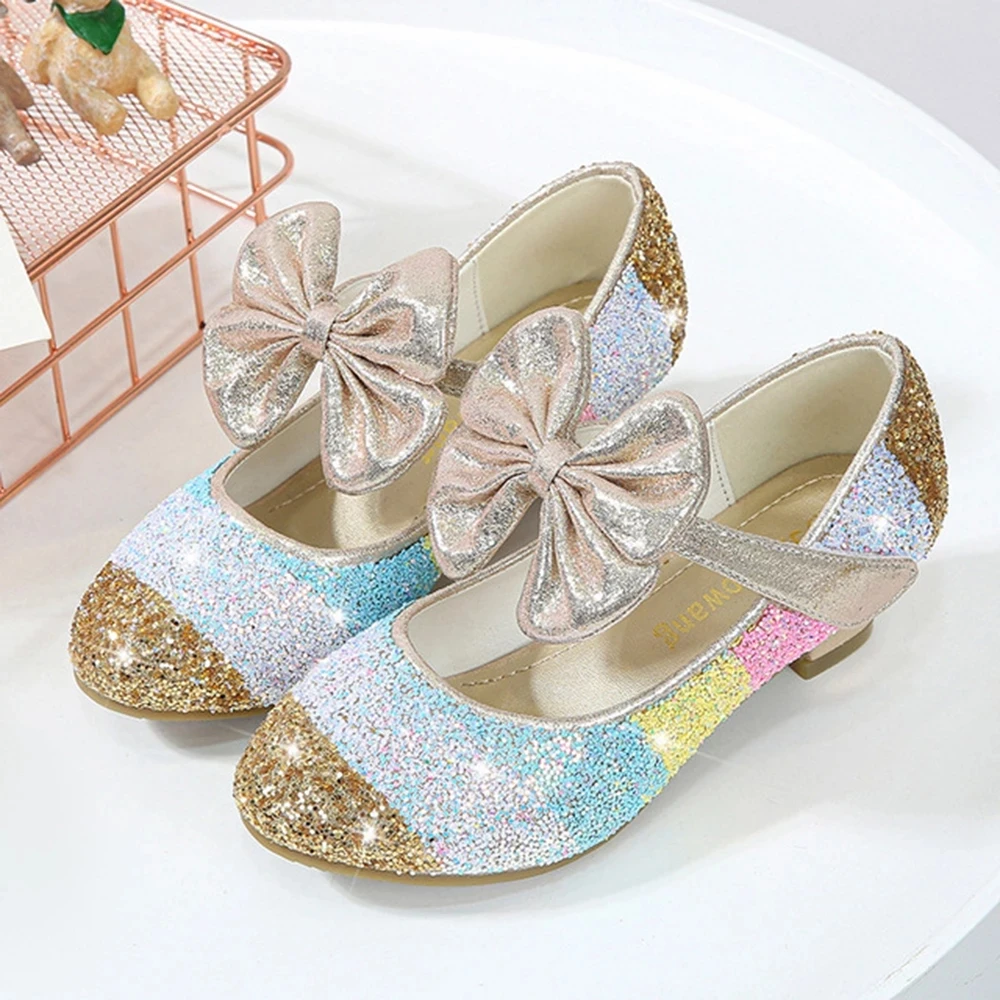 

LZH Girls Dress Shoes Wedding Flower Bridesmaids Heels Glitter Princess Shoes for Kids Toddler