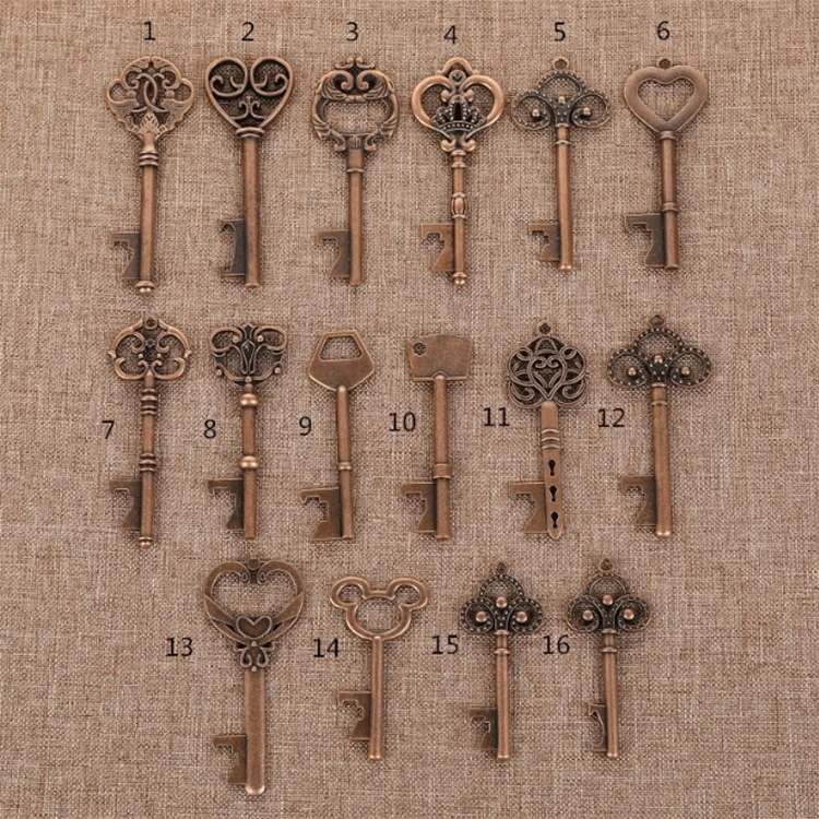 

Wholesale mini wedding Souvenirs Retro favors skeleton antique wedding key bottle opener