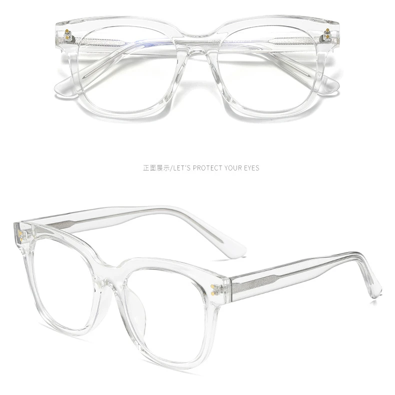 

High Quality TR90 Frame Propanoic Acetate Temples Square Blue Light Blocking Glasses Eyeglasses