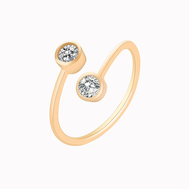 

Crystal Rings for Women Jewelry Adjustable Double Round CZ Ring Open Midi Toe Engagement Rings, Gold,rose gold ,silver