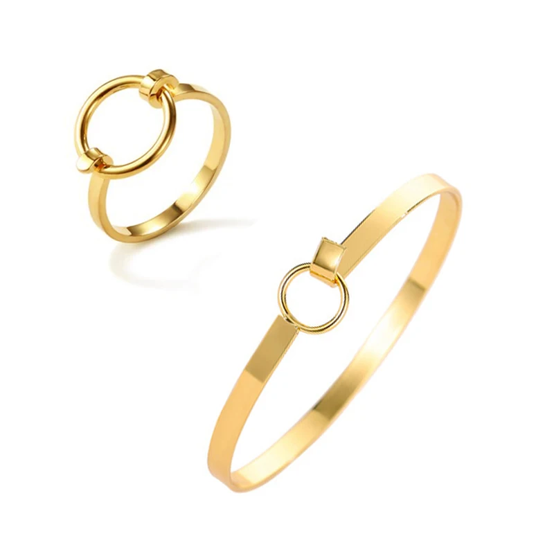 

Chengfen Jewelry Factory 24K Gold Bar Bracelet Bangle Key Ring Shape Elastic Open Cuff Bangle, Steel, gold,black, rose gold