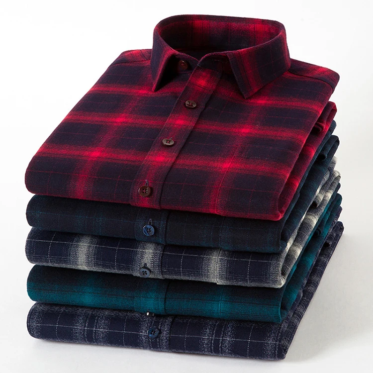 

Latest Casual Classic Styles Cotton Oversized Plaid Checked Flannel Beautiful Long Full Sleeve Shirts For Men's