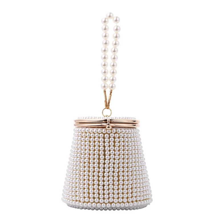 

Luxury handmade trendy clutch shoulder tote bag purse pearl bucket cute girl evening party hand bag purse, Customized