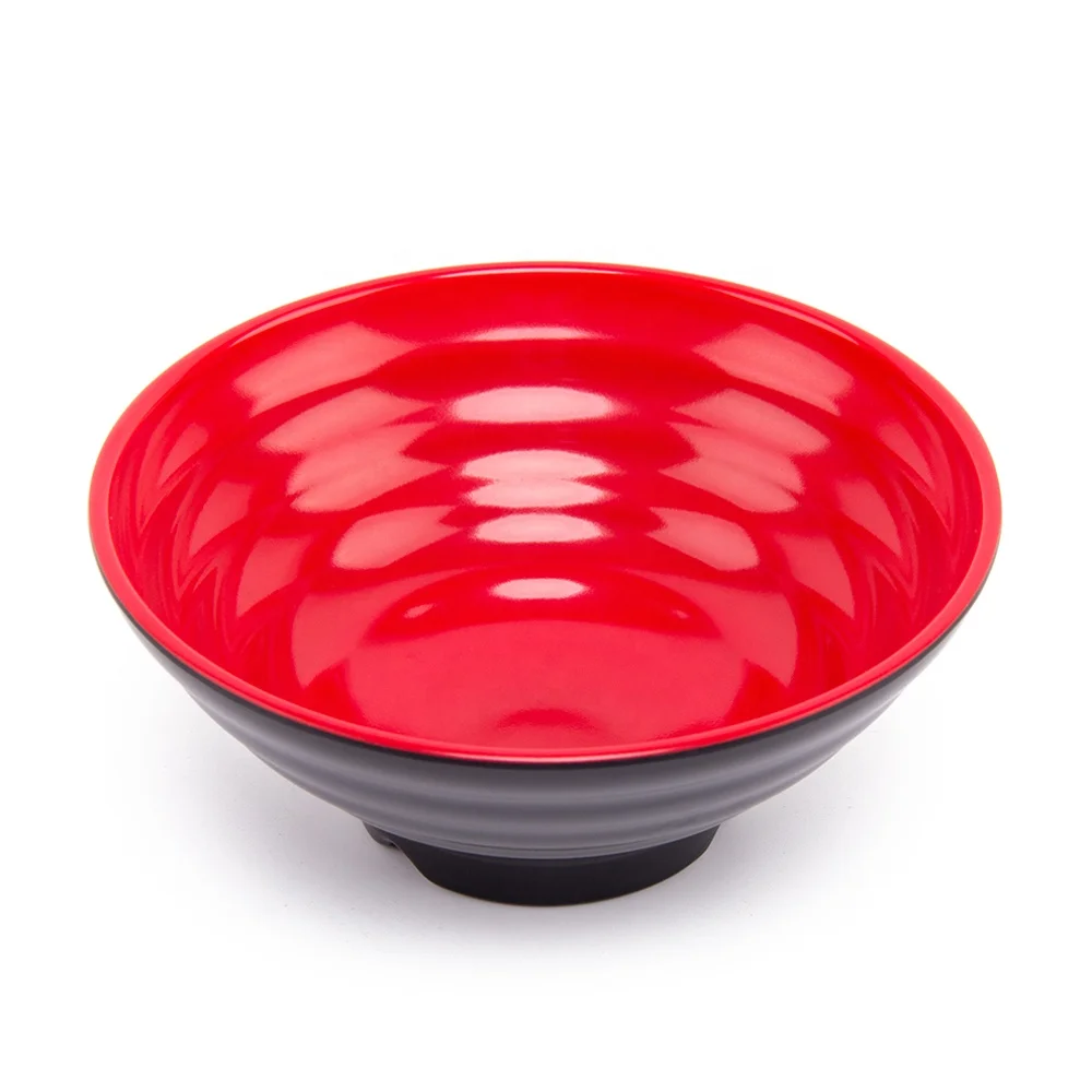 

Top Grade  44 Oz Pasta Noodle Bowl On Both Sides Of Thread Japanese Ramen Bowls With Melamine Cookware, Black and red