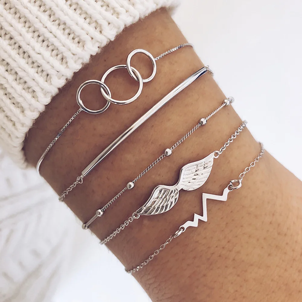 

Women Stainless Steel Jewelry Accessories Wholesale Heart Infinite Charm 18k silver Plated Bracelets