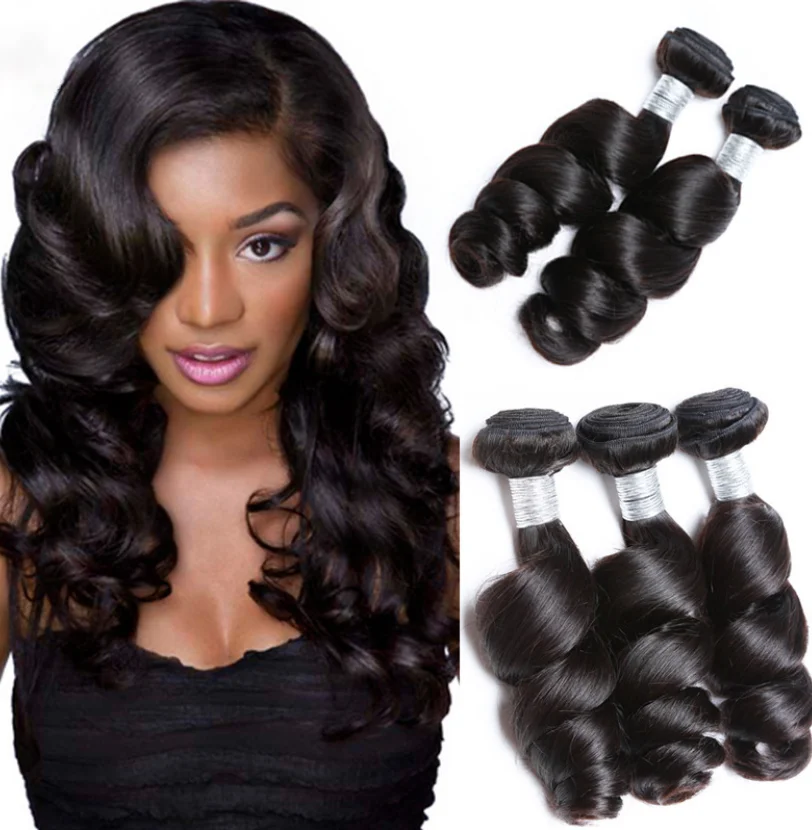 

custom 7-13a grade hair weave wholesale human hair weave bundle with closure loose wave human hair wig