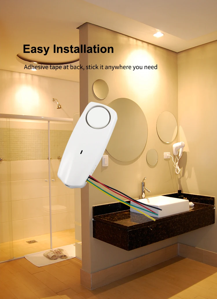 Alarma de agua Detector de fugas de agua Monitor de fugas de agua en el hogar Detector de sensor de alarma de fugas de agua con cable para cocina Baño Cuarto de lavado etc.