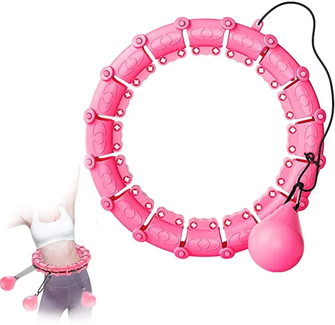 

Smart Weighted hu la Hoop 360 Degree Massage Abdomen Fitness Hoop Weight Loss Massage Hoola Hoops, Pink