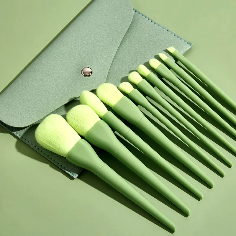 

A Popular Makeup Brush, Unbranded Makeup Brushes Green, 10 Piece Makeup Brush Set, Blue, pink, green, orange