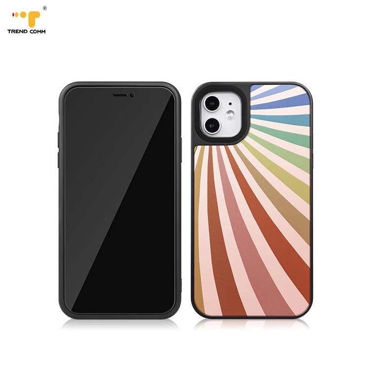 

For iPhone 11 Gold Plating Mirror TPU PC Custom UV Rainbow Printed Cell Phone Case