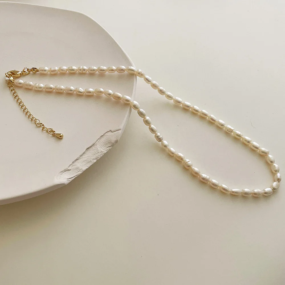 

Irregular Natural Freshwater Pearl Necklaces Thin Pearl Choker Necklaces for Women French Elegant Minimalist Gold Plated Jewelry