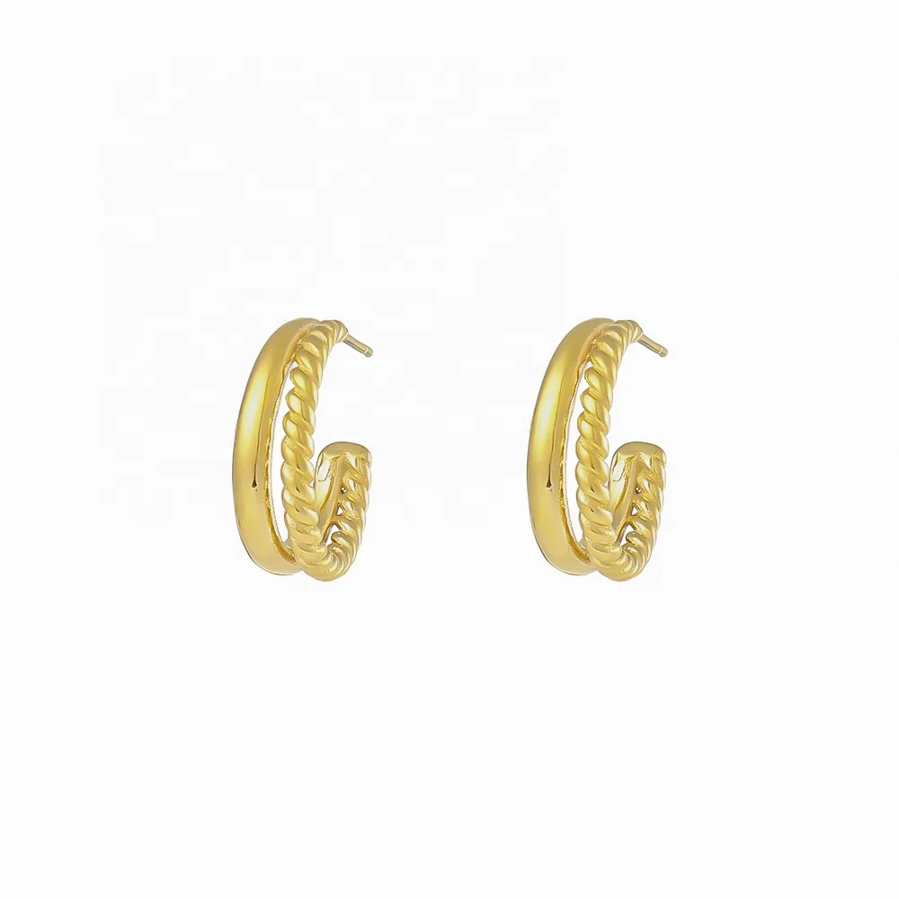 

2021 New CC Earrings Stainless Steel 18K PVD Gold Plated Dainty Stud Earrings