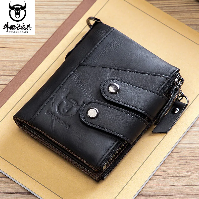 

N1085 RFID Genuine Cowhide Leather Luxury Purse Casual Small Mini Leather Wallets Vintage Gents Mens Slim Wallet