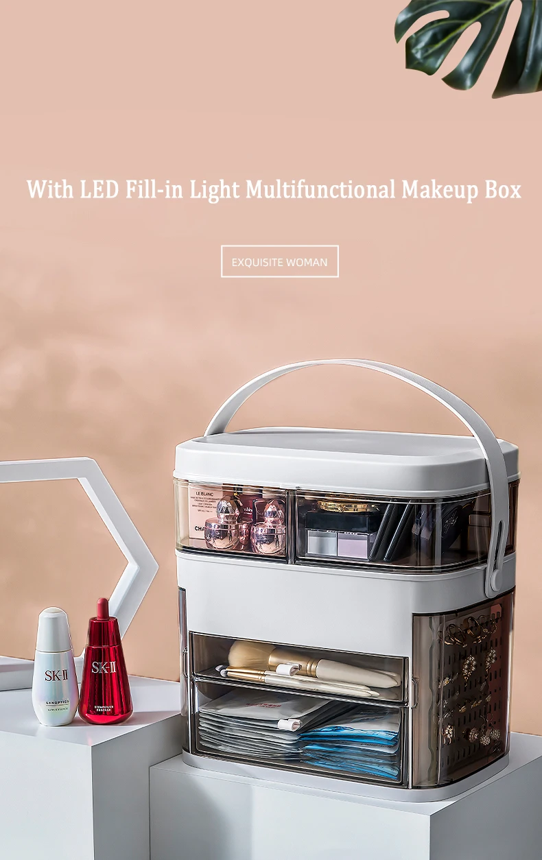 Led Mirror Makeup Organizer Led Makeup Mirror Organizer With Light Led