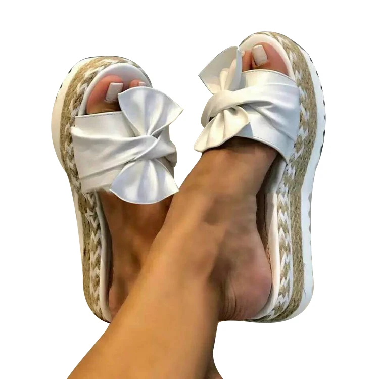 

2021 Women's New Design Fashion Bow-knot Wedge Female Flat Sandals For Women And Ladies
