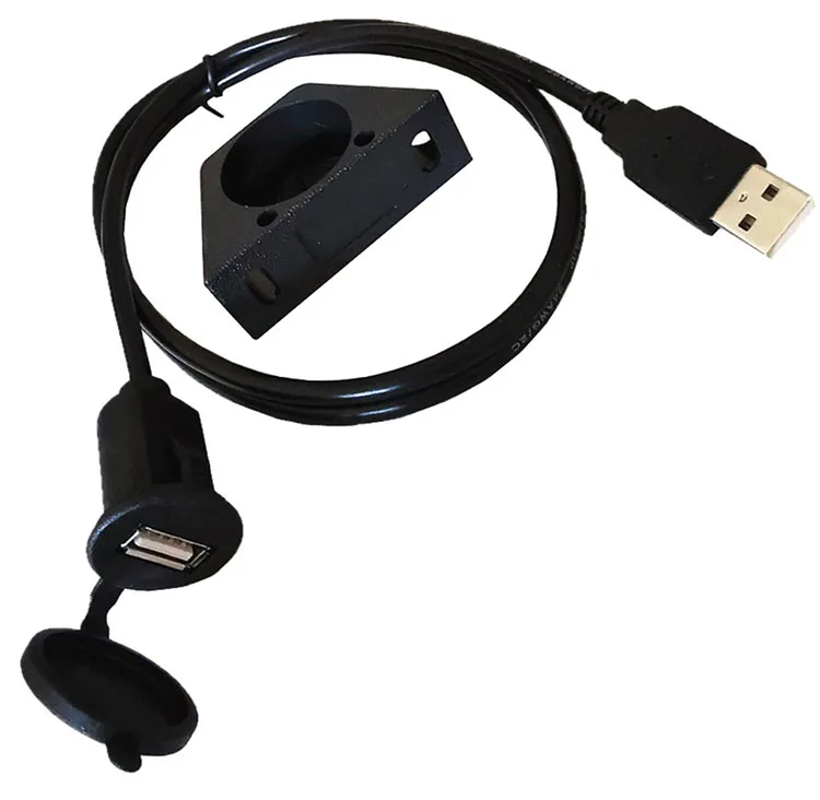 

USB2.0 Flush Mount Cable Round Single Port USB Male to Female Panel Extension for Car Truck Boat Motorcycle Dashboard 3ft/New, Black