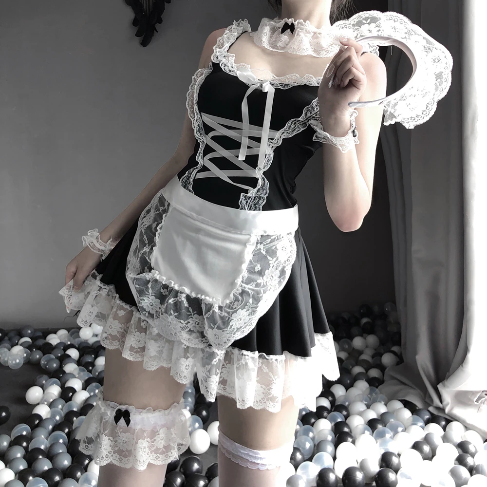 

Women Sexy Lingerie French Apron Maid Dress Cosplay Costume Servant Lolita Hot Babydoll Dress Uniform Erotic Role Play Exotic