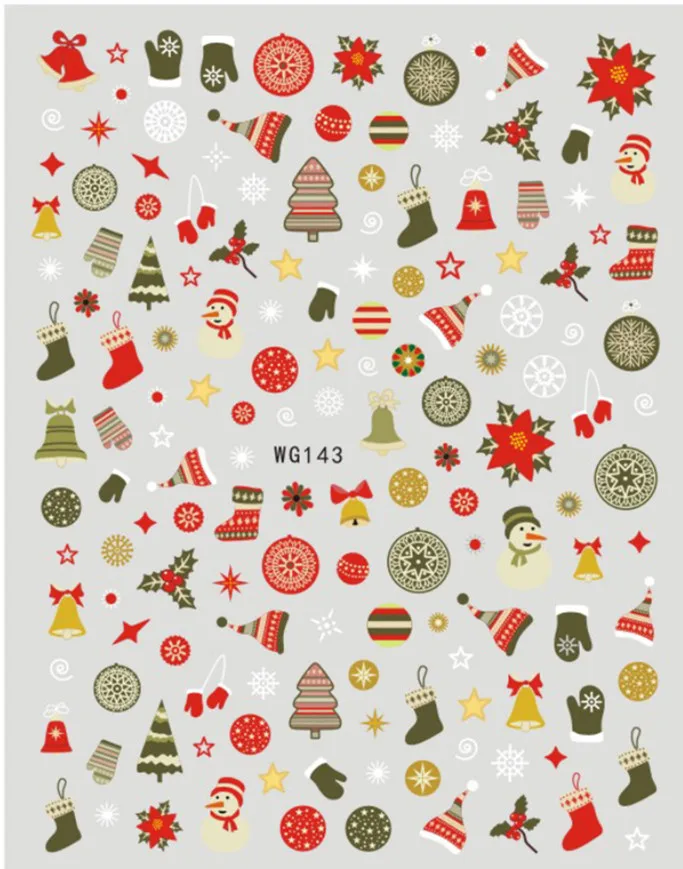

Christmas Nail Art Stickers Decals Snowflake Snowman Christmas Bell Tree Stick Elk for Christams Nail Decorations