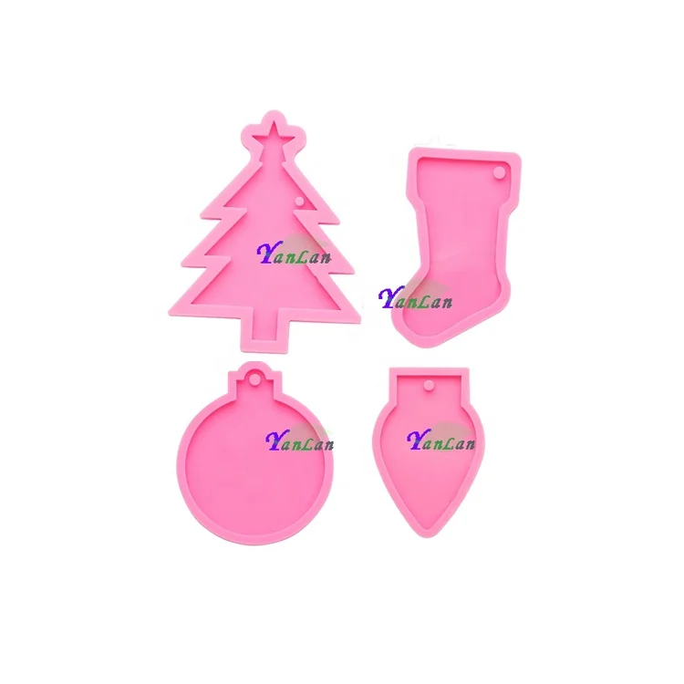 
S609 new silicone christmas ornaments mold xmas Light Tree Ornament stocking socks mold for christmas decoration 
