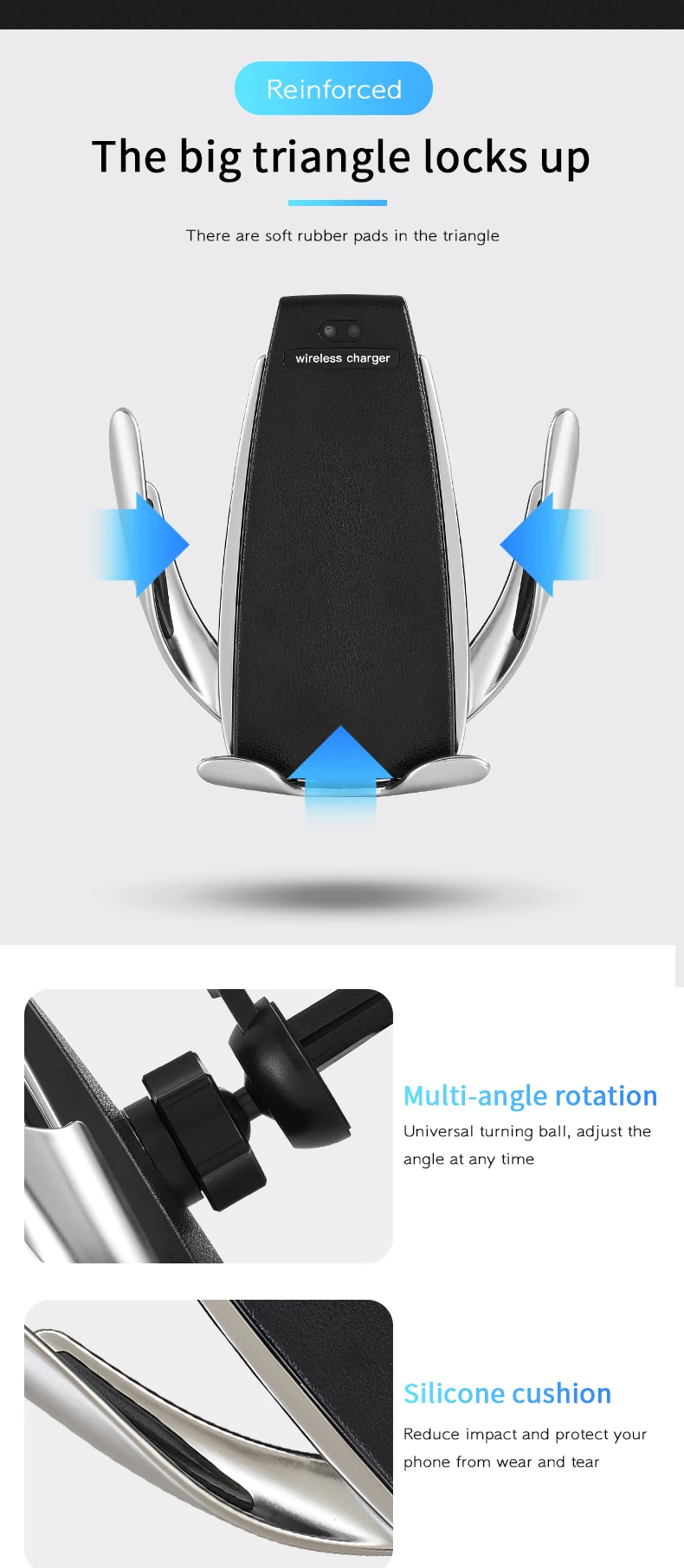 Fast Car Charger 10 Years ODM & OEM Manufactory 3C Mobile Phone Accessories Cell Phone Holder Sensor Fast Car Wireless Charger