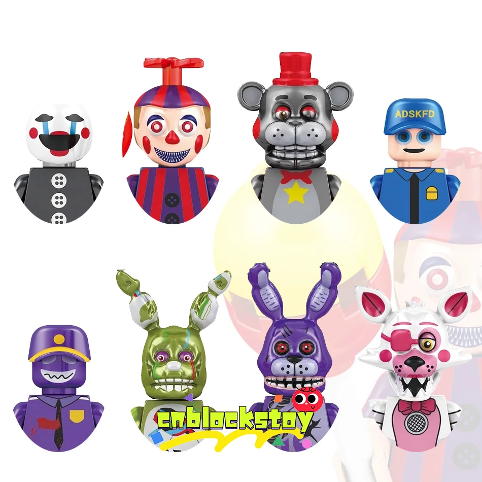 

Five Nights Freddy's Bunny No Face man Chica Foxy Spintraft FNAF Mini Building Block Figure Christmas Plastic Toy Brick KF6122