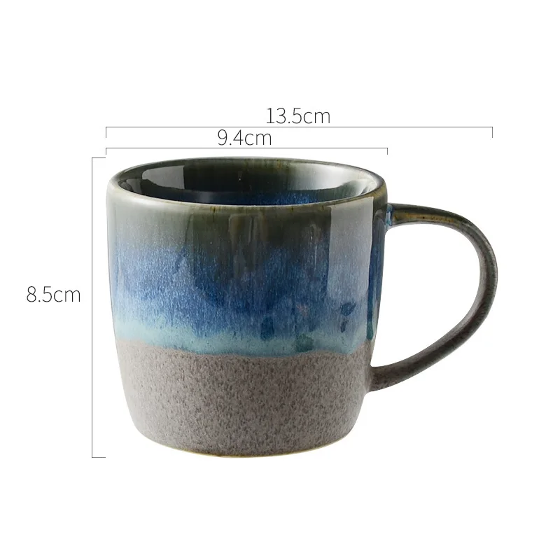 

Japanese creative ceramic mug kiln change beach cup retro office water cup Flow glazed ceramic drinking cup, As picture