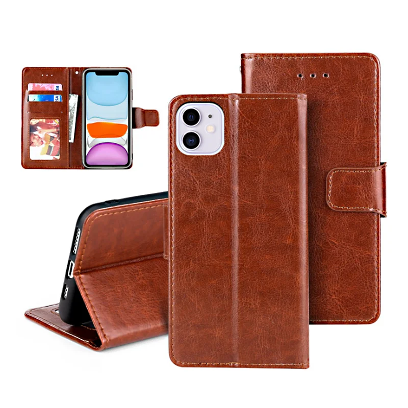 

Luxury Card Insert Pu Top Grain Leather Wallet Phone Case For iPhone11 Pro Max SE2020 Flip Bags 7/8Plus XS Coque, Multi