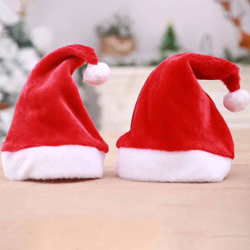 

Christmas Hat Short Plush Santa Claus Hat Adult Children's Christmas Red Hat Christmas Supplies