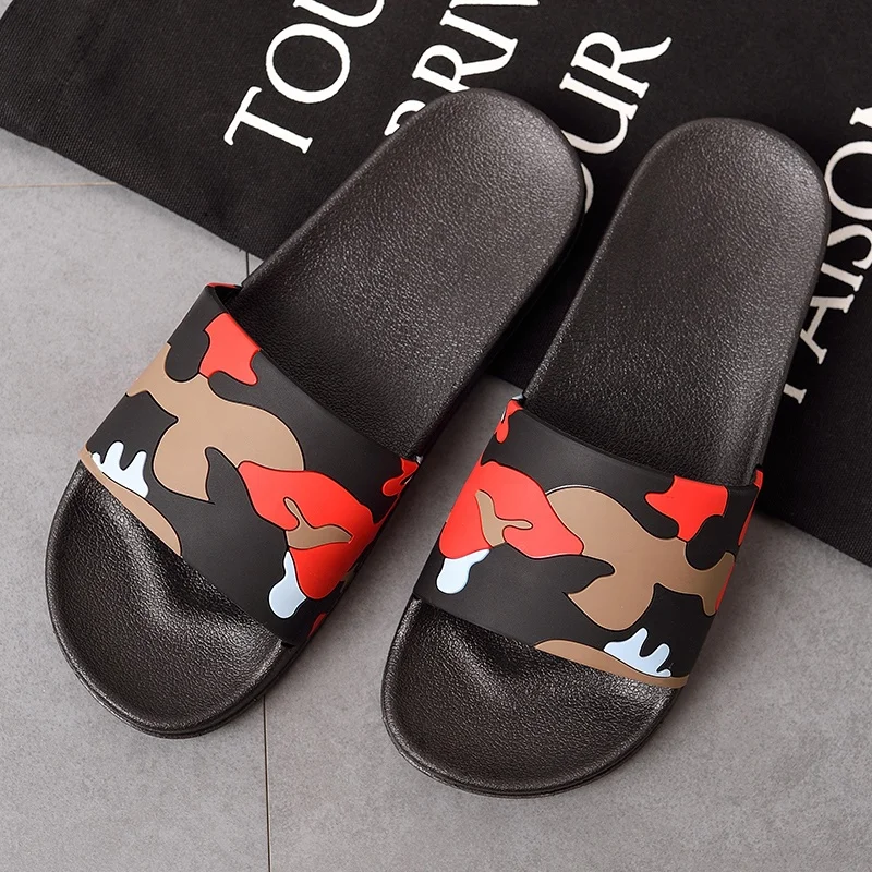 

2021 New arrival beach outdoor fashion pvc colorful camo slides, summer non-slip camouflage PVC sandal slipper for man