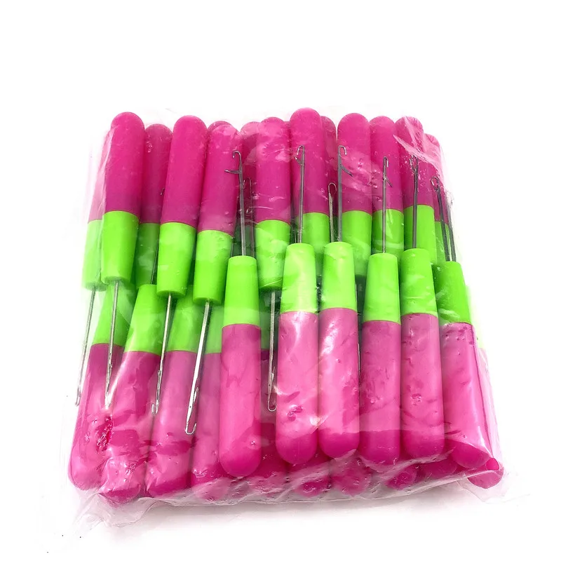 

Cheapest High quality knitting needle plastic handle crochet hook with tongue for all synthetic hair