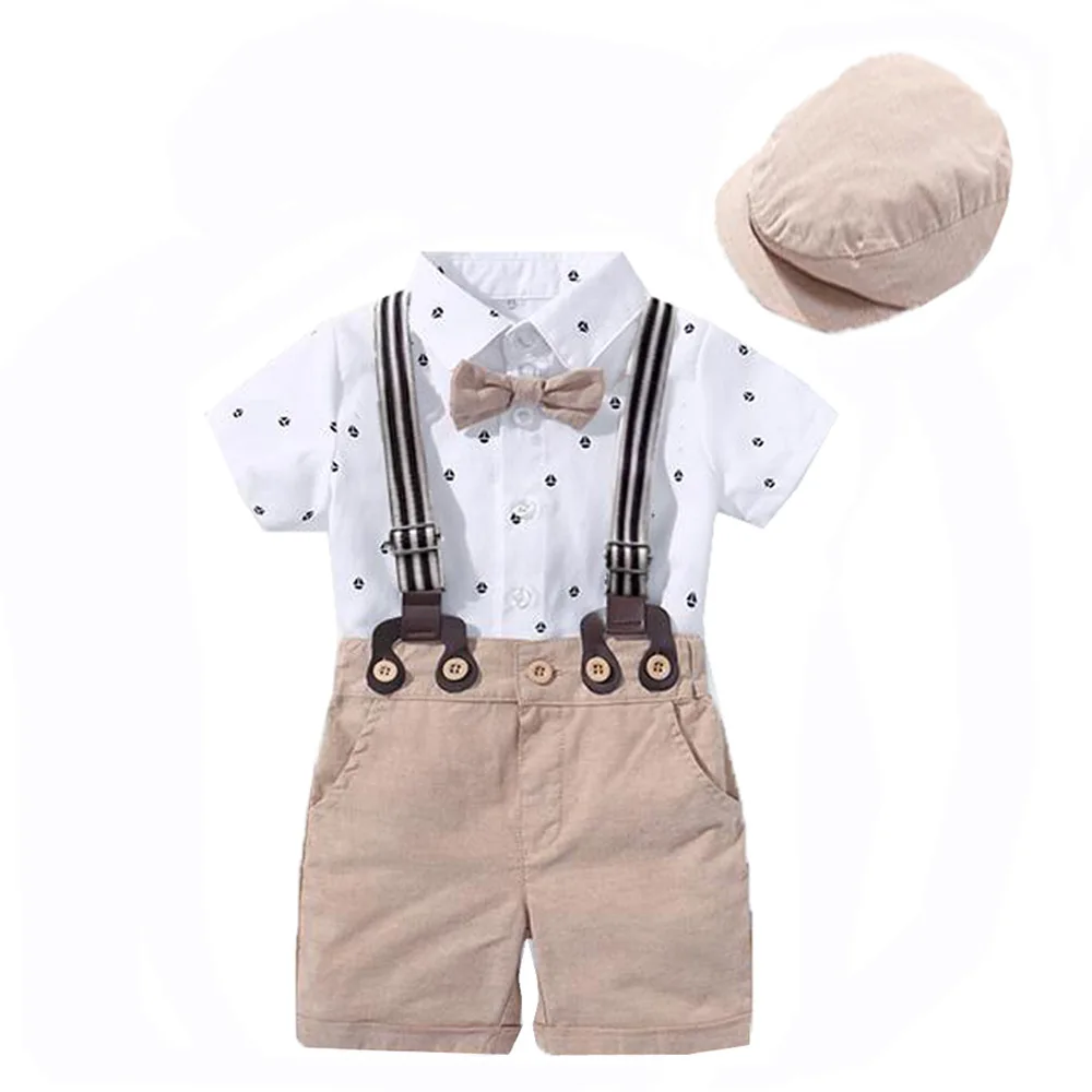 

2021 new summer short sleeve gentleman dress printed climbing suit baby triangle jacket boys clothing sets for hot selling, As pic shows, we can according to your request also