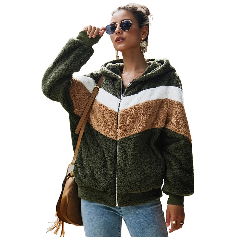 

2020 New Arrivals Wholesale women ladies winter hooded zipper plush faux fur coat