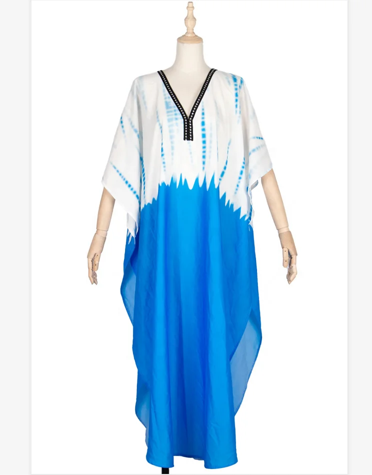 

B52807A 2020 New product women fashion big sleeve long robe casual dress, Blue