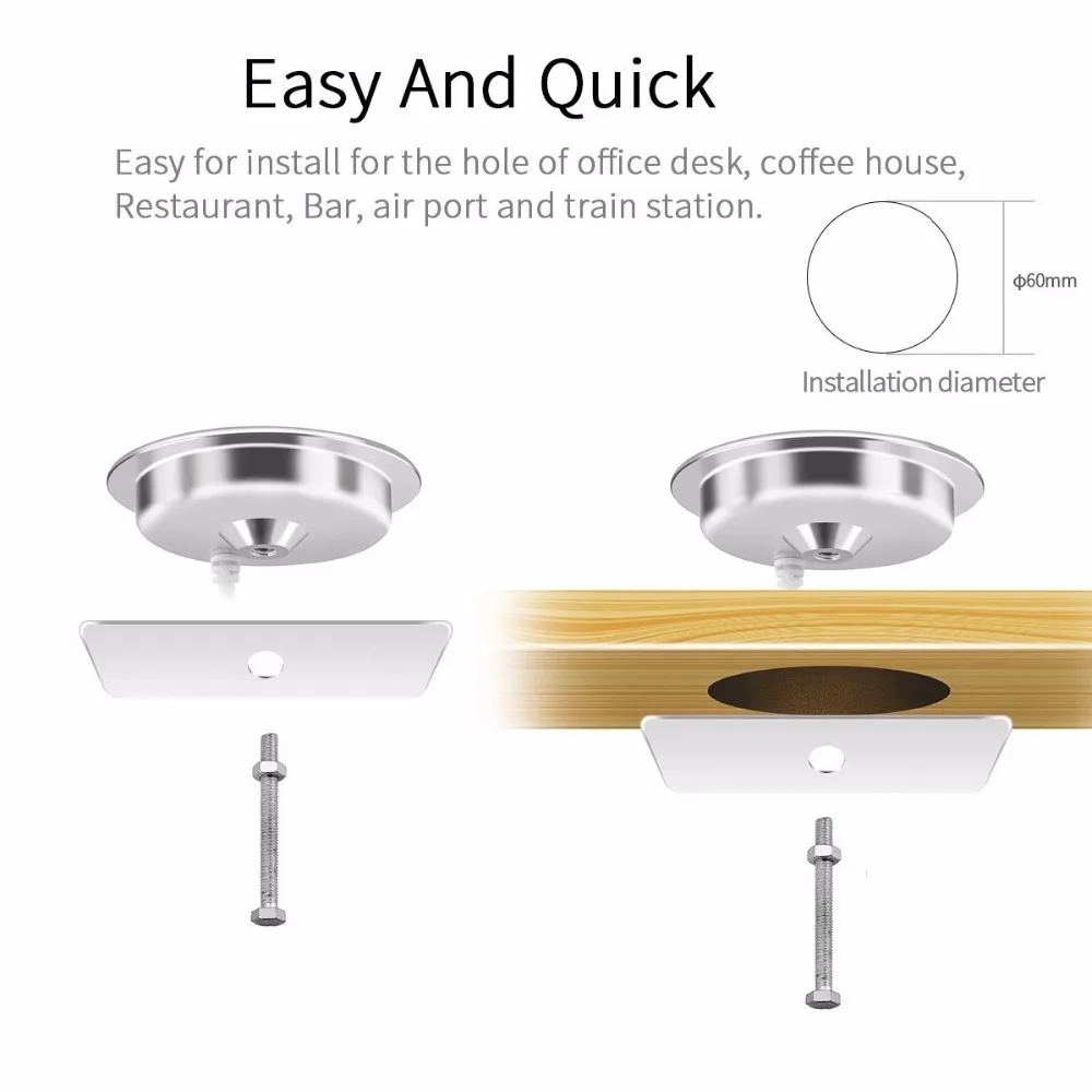 Wireless Charging Table Wireless Desk Charging Embedded Qi Charger for office hotel bar Table