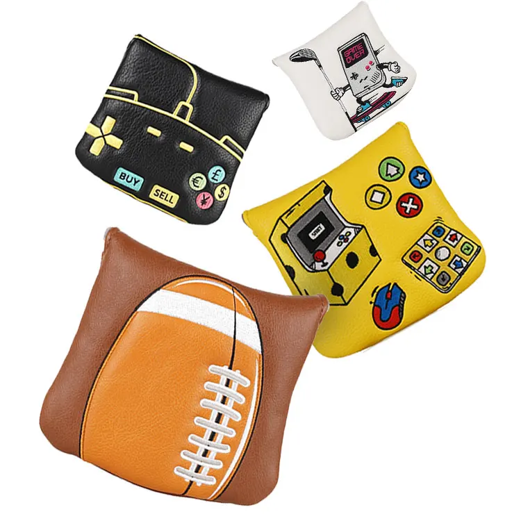 

New Design Golf Headcover Colorful PU Leather Printing Magnetic Square Mallet Putter Headcover Golf Club Putter Headcover