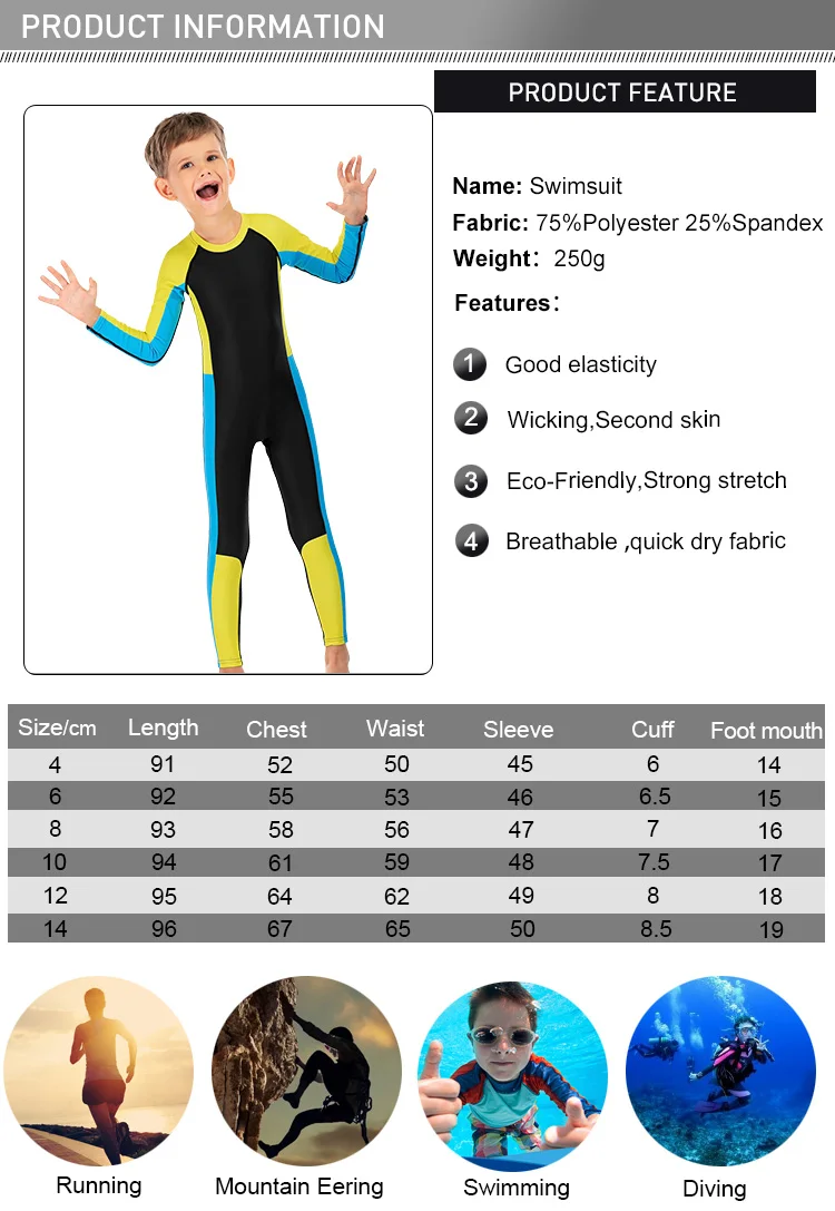 Children full swimsuit manufacturer swimming costumes for kids-boys one piece freediving wetsuit