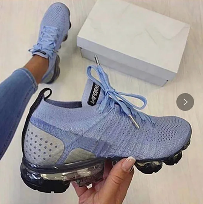 

Breathable Knitted Upper Sports Casual Vulcanized Shoes Platform Chunky Sneakers Ladies Lace Up Spring Female Flat Tennis Shoes