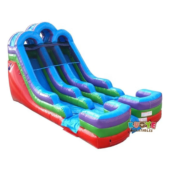 

15' Retro Rainbow Double Bay Inflatable Water Slide with Blower