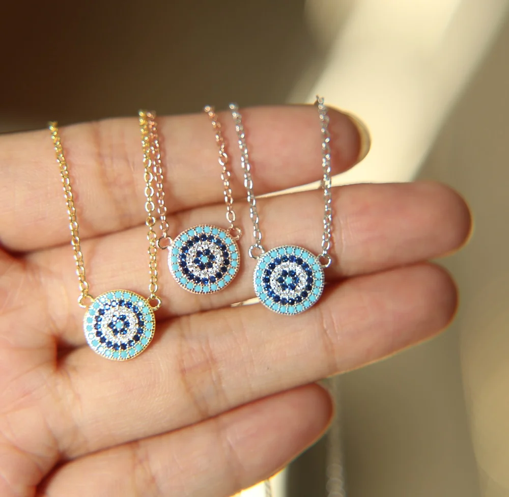 

Evil eye necklace blue necklaces pendants natural stone chokers 2021 turkish jewelry Turkish Israel jewish faitma