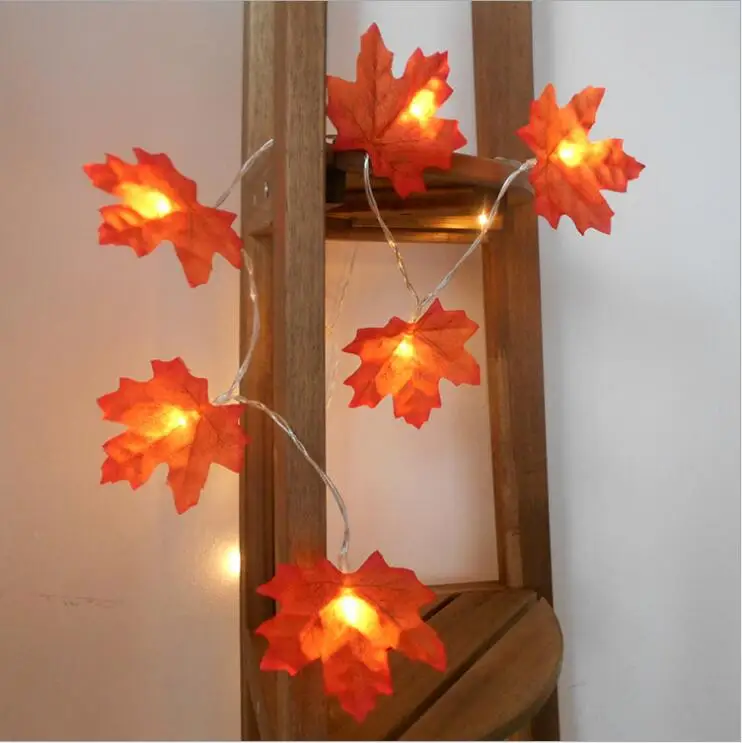 Fall Maple Leaf String Lights for Thanksgiving Day Christmas Valentine's Day Diwali Halloween Decorations Lights
