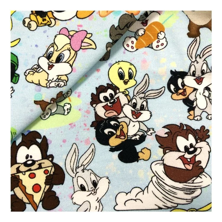 

Digital Printing Children Cartoon Fabrics 100% Cotton Soft Custom Printed French Terry Fabric for Baby