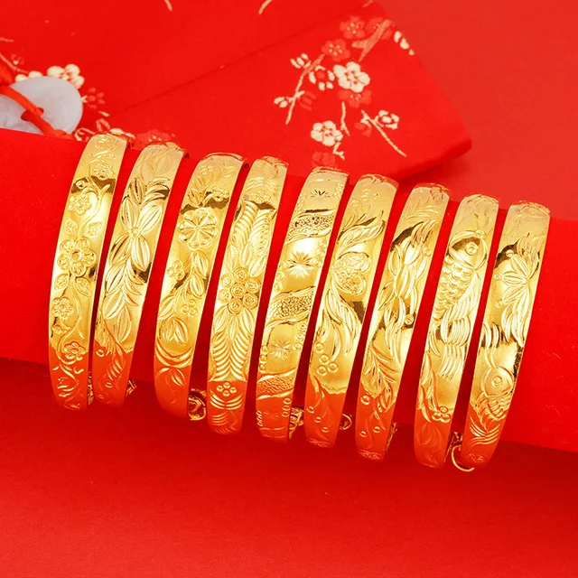 

High Quality Dubai Gold Bangles Jewelry Solid Gold Bangle 24K Gold Bangle Bracelet, Accept customer