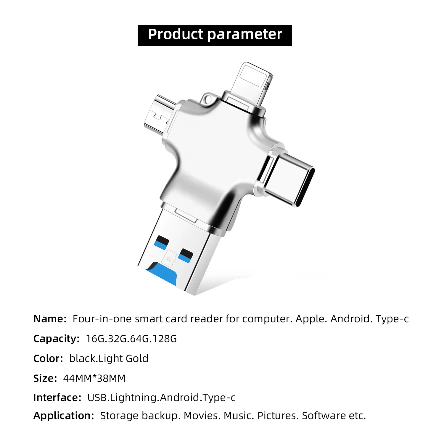 4 in 1 Type-c Lightning Micro USB/USB 2.0 Memory Card Reader OTG Micro TF Card Reader for Android Ipad iphone - ANKUX.COM