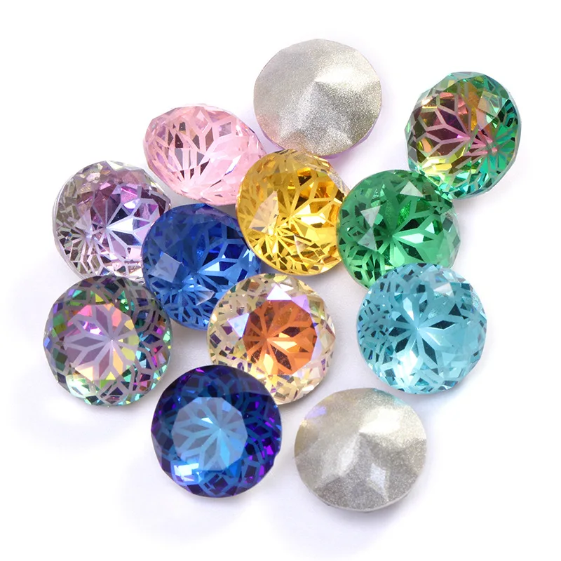 

Xichuan Colorful lotus round pointback jewelry making crystal stones glass crafts diamond DIY decoration rhinestones accessories, As show pictures