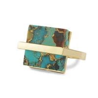 

ZG0377 Natural turquoise jewelry gold plated ring square gemstone rings for women